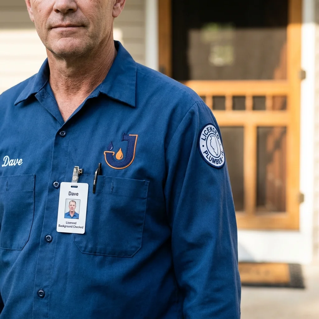 Licensed plumber showing ID badge in Worland, WY
