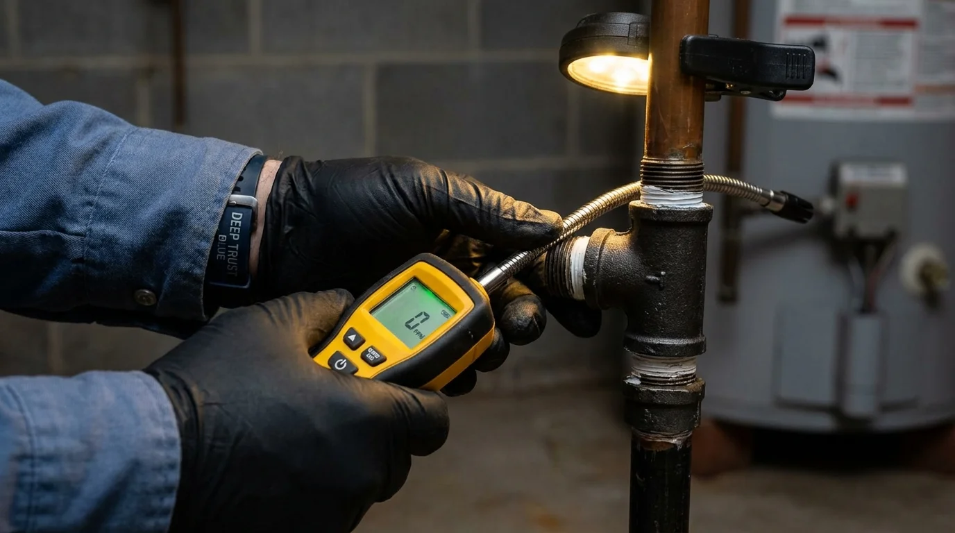 Gas leak detection with electronic sniffer by Johns Plumbing LLC in Worland