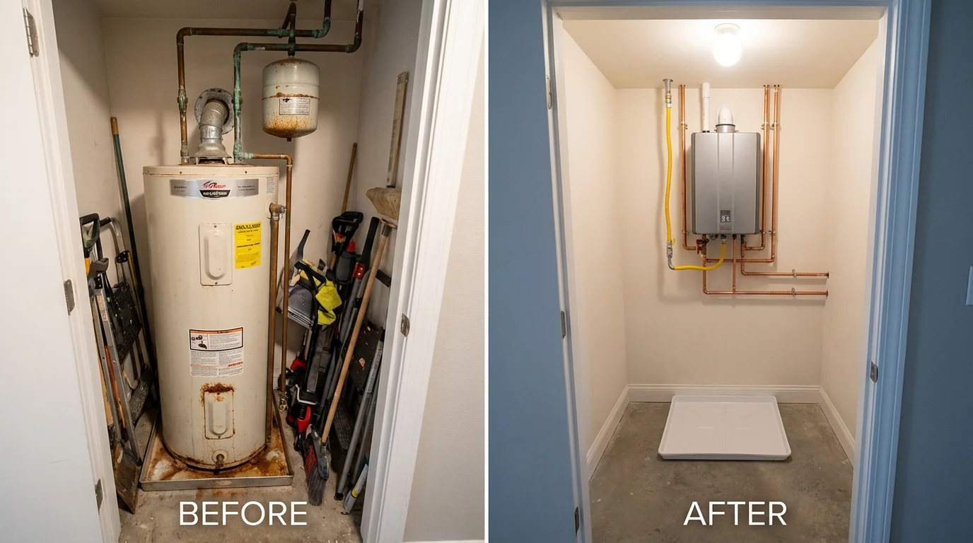 Tank water heater versus wall-mounted tankless unit comparison for Worland, WY homeowners