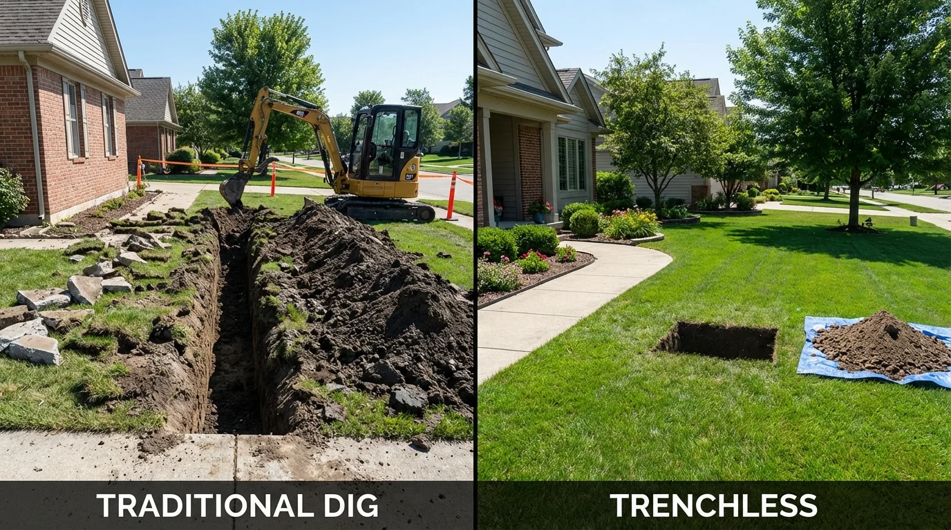 Trenchless sewer repair with minimal yard damage versus traditional excavation in Worland, WY
